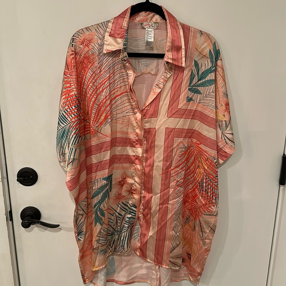 Free People Oversized Floral Button Up